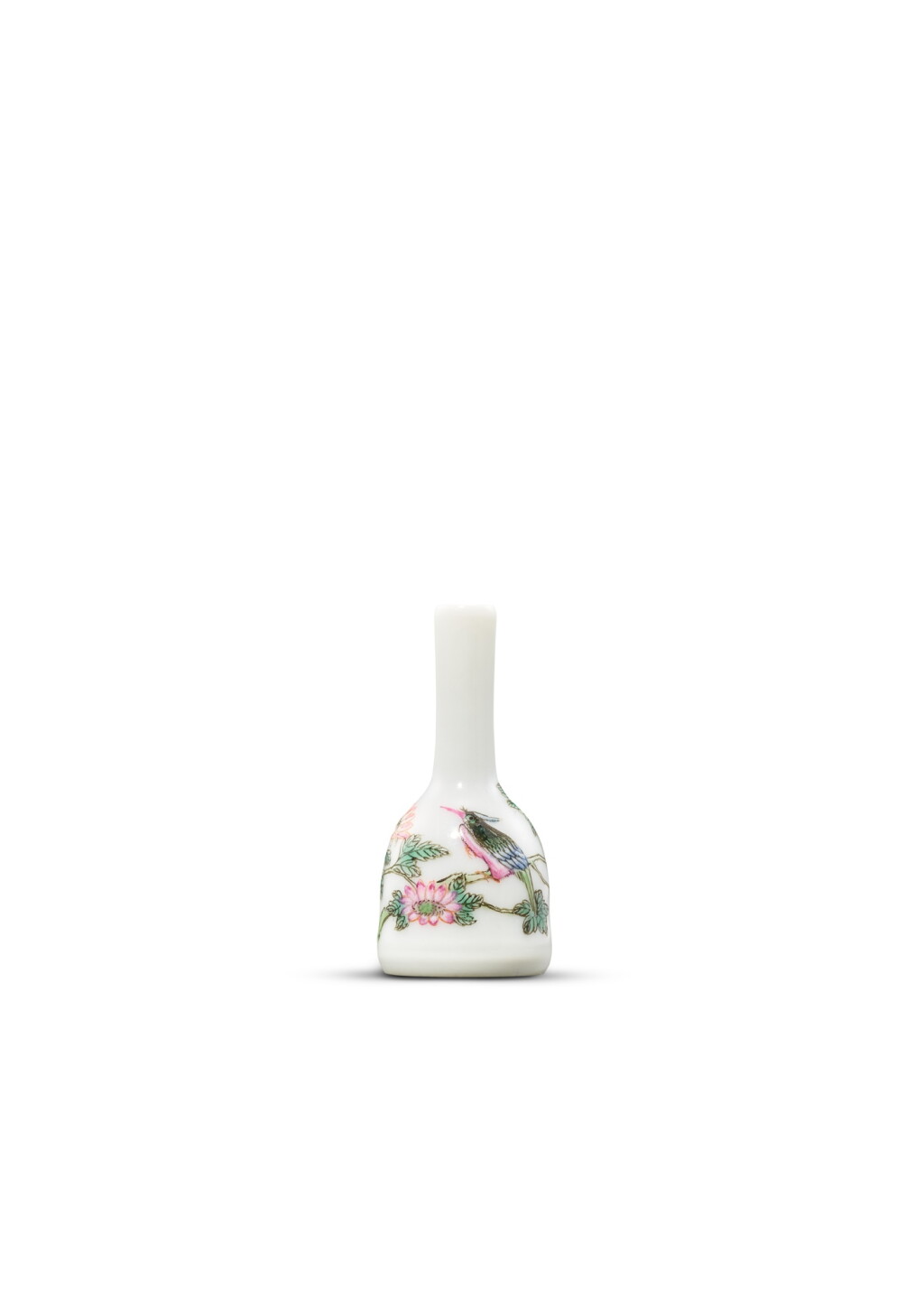 View full screen - View 1 of Lot 3665. A miniature falangcai vase, Qing dynasty, 19th century | 清十九世紀 琺瑯彩花鳥紋袖珍小瓶 《雍正年製》藍料仿款.