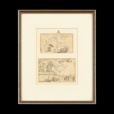 View full screen - View 1 of Lot 203. George Chinnery (1774-1852) Two Sketches of Macau | 錢納利(1774-1852年) 素描澳門人物風景圖兩幅 紙本鉛筆 鏡框.