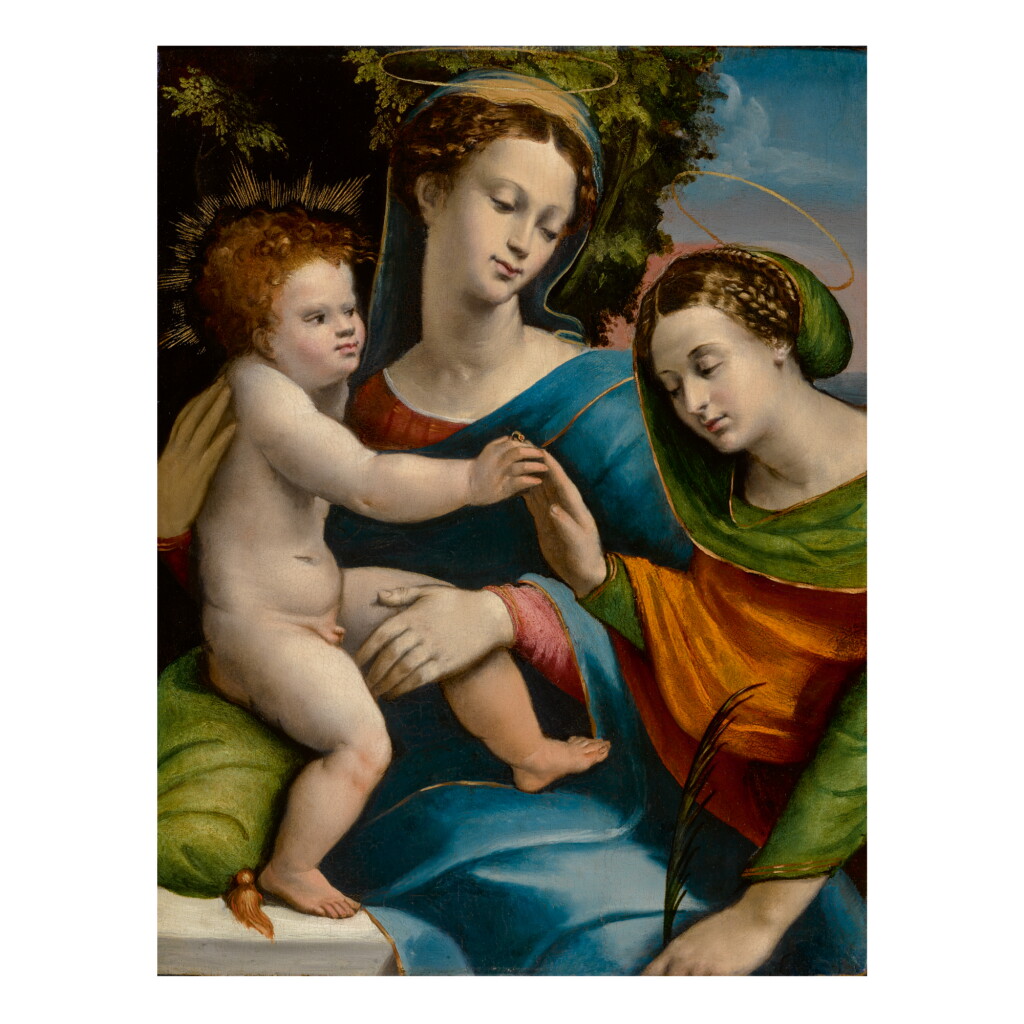 View full screen - View 1 of Lot 9. Sold Without Reserve | BATTISTA DI NICCOLÒ DI LUTERI, CALLED BATTISTA DOSSI | THE MYSTIC MARRIAGE OF SAINT CATHERINE OF ALEXANDRIA.