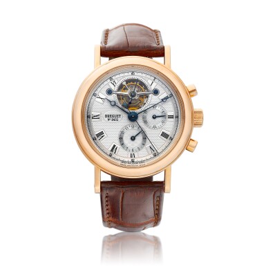 View full screen - View 1 of Lot 8038. Classique, Reference 3577 | A pink gold tourbillon chronograph wristwatch, Circa 2005 | 寶璣 | Classique 型號3577 | 粉紅金陀飛輪計時腕錶,約2005年製.
