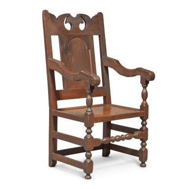 View full screen - View 1 of Lot 171. Very Fine and Rare William and Mary Walnut Wainscot Armchair, Chester County, Pennsylvania, Circa 1735.