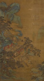 After Wang Zhenpeng, Immortals Gathering, ink and color on silk, framed | 王振鵬(款) 百仙圖 設色絹本 鏡框