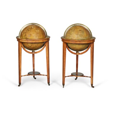 View full screen - View 1 of Lot 15. A Pair of George IV 18-Inch Terrestrial and Celestial Library Globes by John Smith, London, Circa 1830.