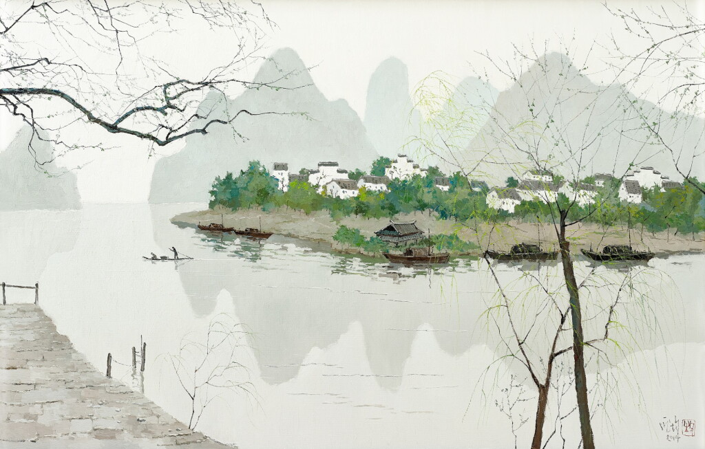 View full screen - View 1 of Lot 728. Pang Jiun 龎均 | Home on the shores of Willow Creek 家在小河楊柳岸.