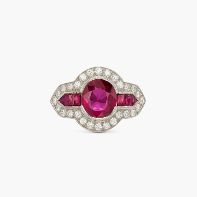 View full screen - View 1 of Lot 50. Ruby and Diamond Ring .