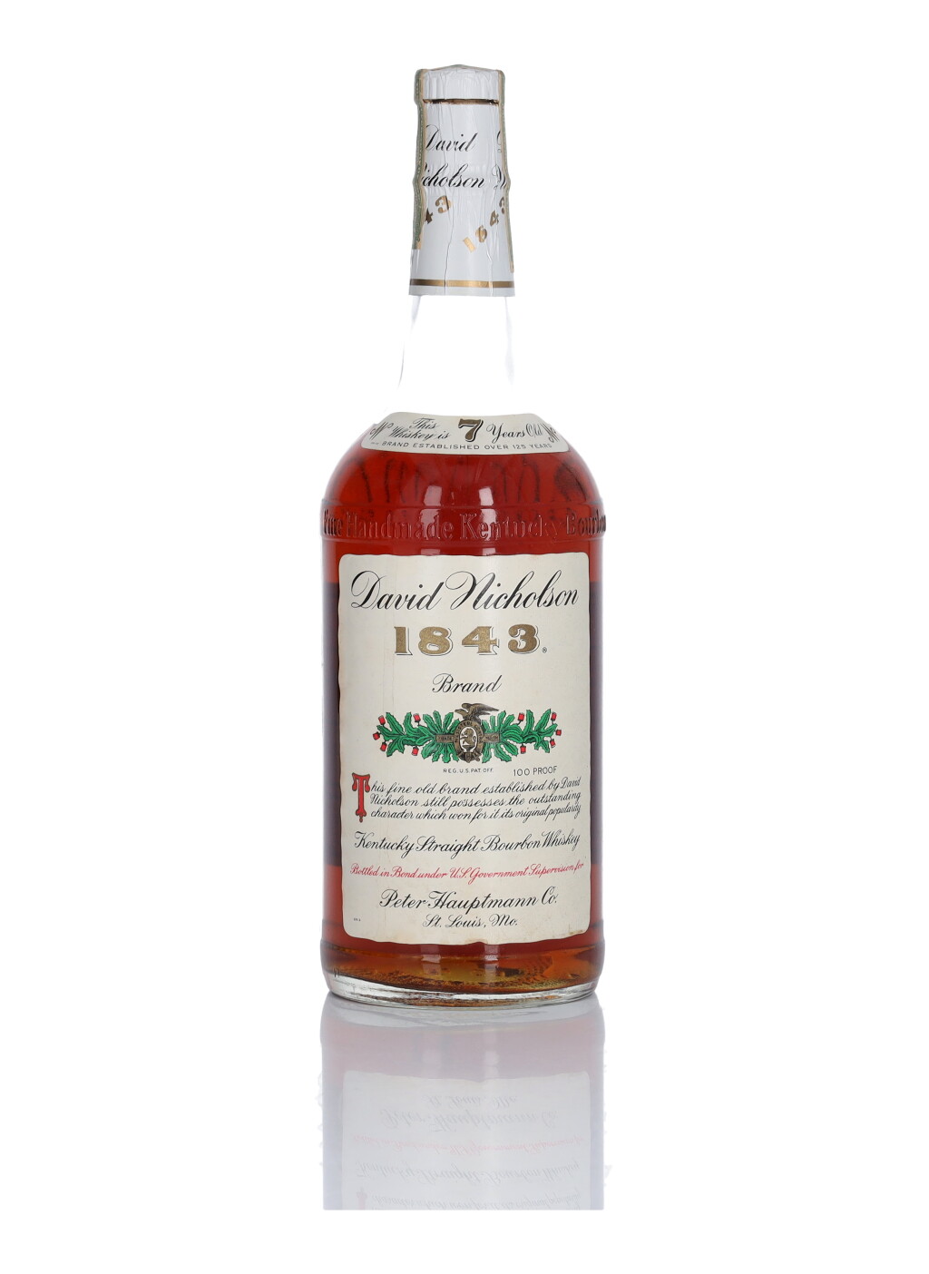 View full screen - View 1 of Lot 226. David Nicholson 1843 7 Year Old 100 Proof 1965 (1 Bottle Litre).