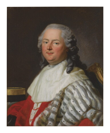 View full screen - View 1 of Lot 33. LOUIS-MICHEL VAN LOO | PORTRAIT OF ETIENNE FRANÇOIS D'ALIGRE, COMTE DE MARANS AND MARQUIS D'ALIGRE (1727-1798), HALF LENGTH, IN ROBES OF OFFICE.