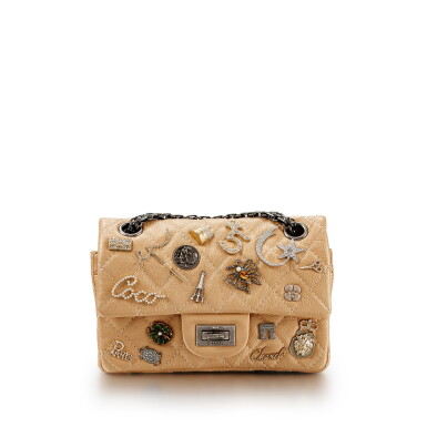 View full screen - View 1 of Lot 1127. Gold Aged Calfskin Lucky Charm 2.55 Reissue 224 Ruthenium Hardware, 2015 - 2016 .