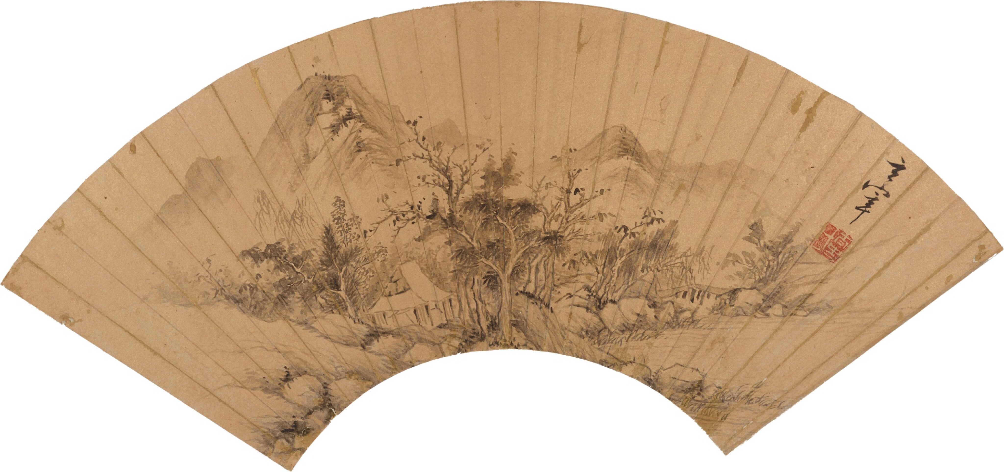 董其昌 山水 | Dong Qichang, Landscape | Painting and Calligraphy on fans ...