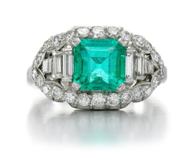 View full screen - View 1 of Lot 6. BULGARI | EMERALD AND DIAMOND RING.