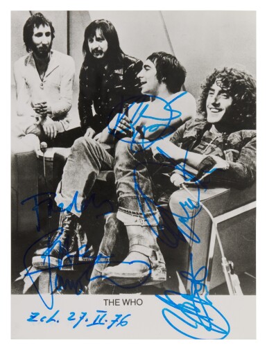 View full screen - View 1 of Lot 64. The Who | A signed promo photograph, with a backstage pass.