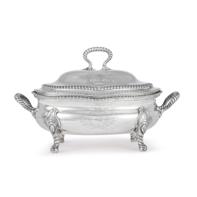 View full screen - View 1 of Lot 126. A George III Silver Soup Tureen and Cover, John Parker I & Edward Wakelin, London, 1765.