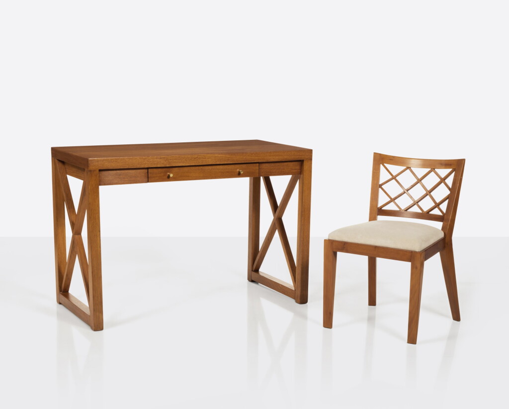 View full screen - View 1 of Lot 436. "Croisillon" Desk and Chair.