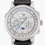 Reference 410.025E Datograph Perpetual | A platinum perpetual calendar flyback chronograph wristwatch with digital date display, moon phases, leap year, and day/night indication, Circa 2007