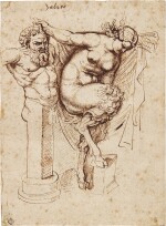 A double-sided page of studies: Recto: A satyress reaching for a herm of Pan, after the antique; Verso: A decapitated fallen soldier