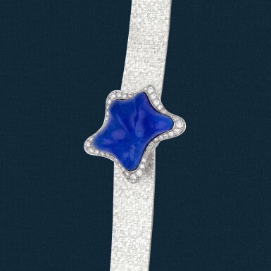 View full screen - View 1 of Lot 5. Reference 2120 B 68 | A white gold, lapis lazuli and diamond-set bracelet watch | Circa 1975.