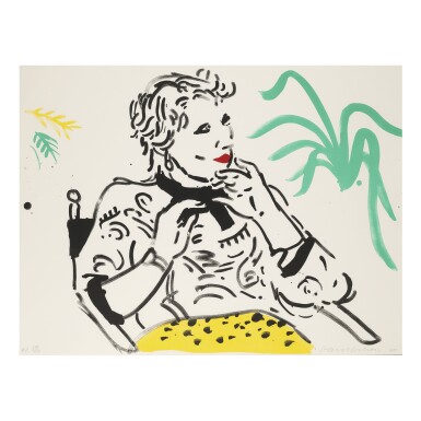 View full screen - View 1 of Lot 203. DAVID HOCKNEY | CELIA WITH GREEN PLANT (M.C.A.T. 240).