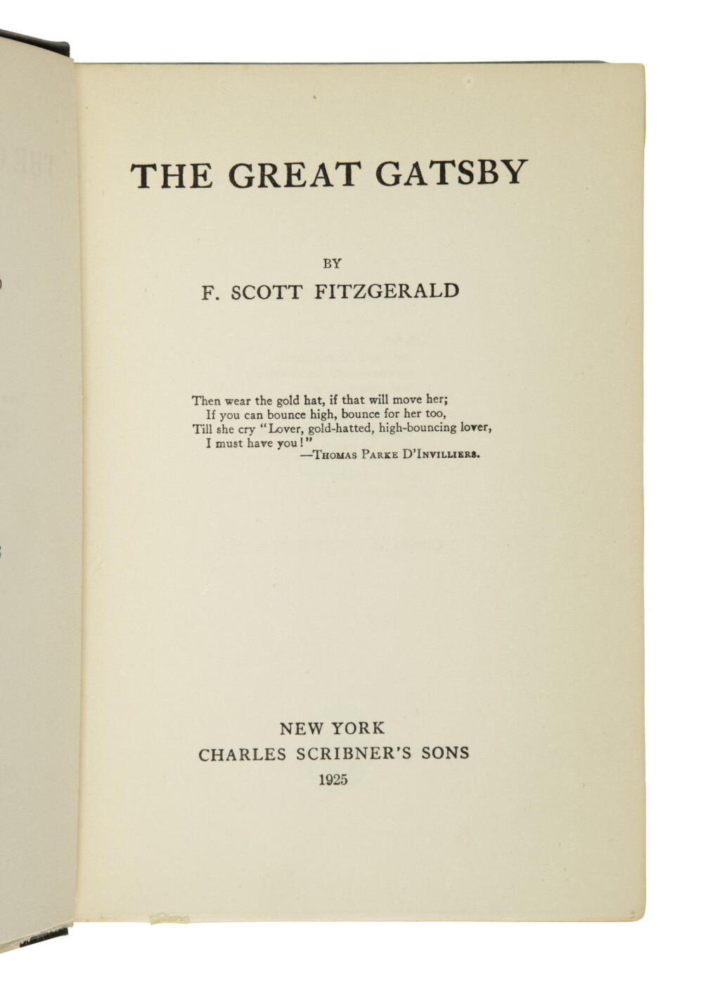 View full screen - View 1 of Lot 50. FITZGERALD, F. SCOTT | The Great Gatsby. New York: Charles Scribner's Sons, 1925.