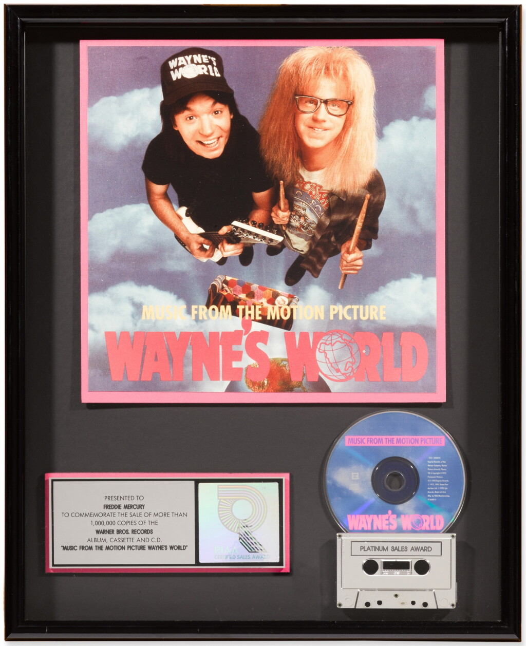 View full screen - View 1 of Lot 2317. Queen – Freddie Mercury’s RIAA sales award for ‘Music From The Motion Picture Wayne’s World’.