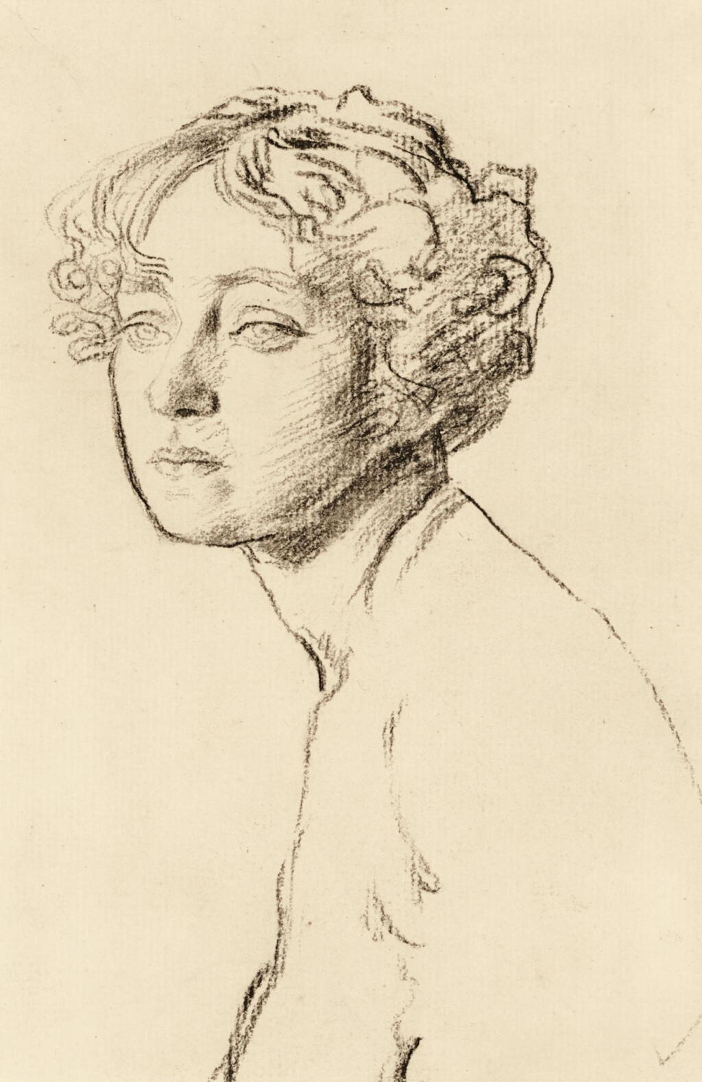 View full screen - View 1 of Lot 159. AUGUSTUS JOHN, R.A. | STUDY OF A FEMALE NUDE, BUST-LENGTH.