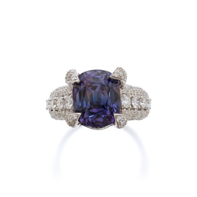 View full screen - View 1 of Lot 869. Colour Change Sapphire and Diamond Ring.
