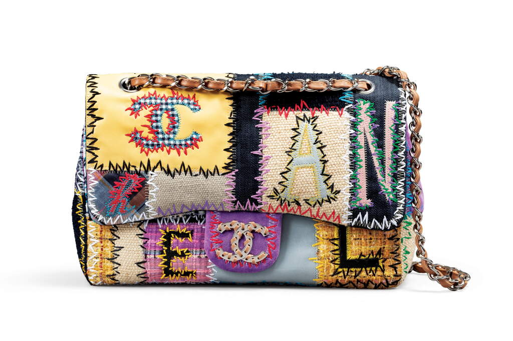 View full screen - View 1 of Lot 31. Multicolor Tweed, Canvas and Leather Patchwork Single Flap Silver Hardware, 2010.