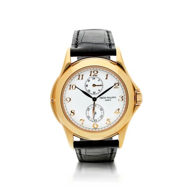 View full screen - View 1 of Lot 167. PATEK PHILIPPE | REFERENCE 5134R A PINK GOLD DUAL TIME WRISTWATCH WITH 24 HOURS INDICATION, MADE IN 2003 .