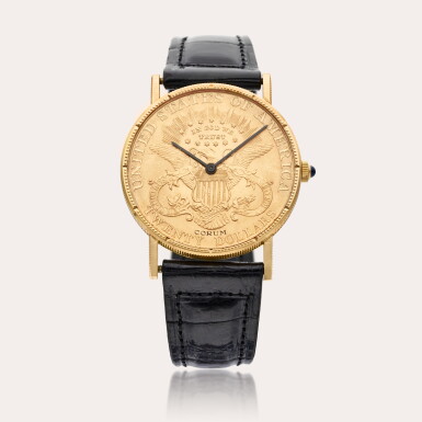 View full screen - View 1 of Lot 265. A yellow gold 1904 Double Eagle coin wristwatch, Circa 1985.