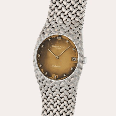 View full screen - View 1 of Lot 108. Cobra, Reference 5403BC | A white gold and diamond-set bracelet watch with date | Circa 1972.