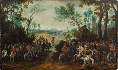 View full screen - View 1 of Lot 21. Horsemen in a landscape | Cavaliers dans un paysage.