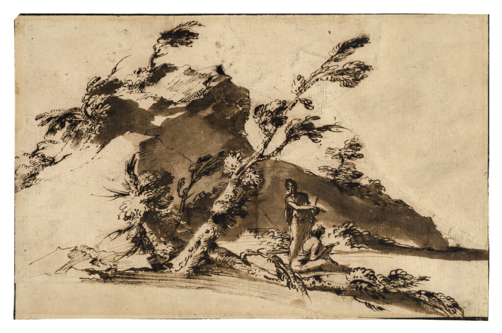 View full screen - View 1 of Lot 212. Landscape with Two Figures (Apollo and the Cumean Sybil?).