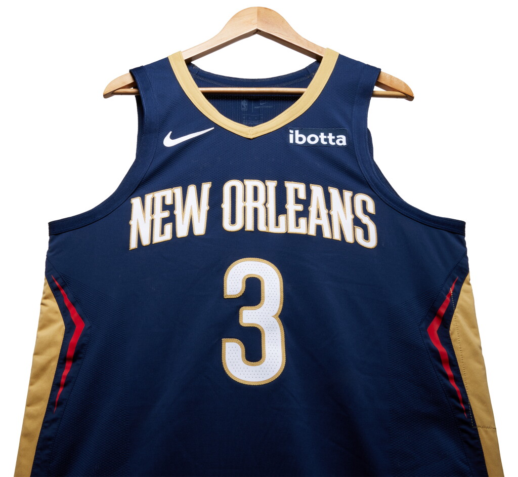 View full screen - View 1 of Lot 158. CJ McCollum New Orleans Pelicans 2024 NBA Playoffs Western Conference Round 1 Game Worn Icon Edition Jersey | Game 1.