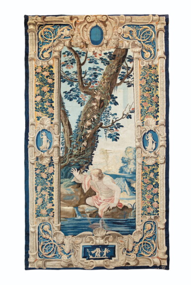 View full screen - View 1 of Lot 21. A TAPESTRY FROM THE SERIES "DES SCÈNES MYTHOLOGIQUES" AFTER A CARTOON BY SIMON VOUET, EARLY 17TH CENTURY, PARIS | TAPISSERIE DE LA SÉRIE DES SCÈNES MYTHOLOGIQUES D'APRÈS SIMON VOUET, PREMIER TIERS DU XVIIE SIÈCLE, VERS 1630, ATELIER DE CHARLES DE COMANS.