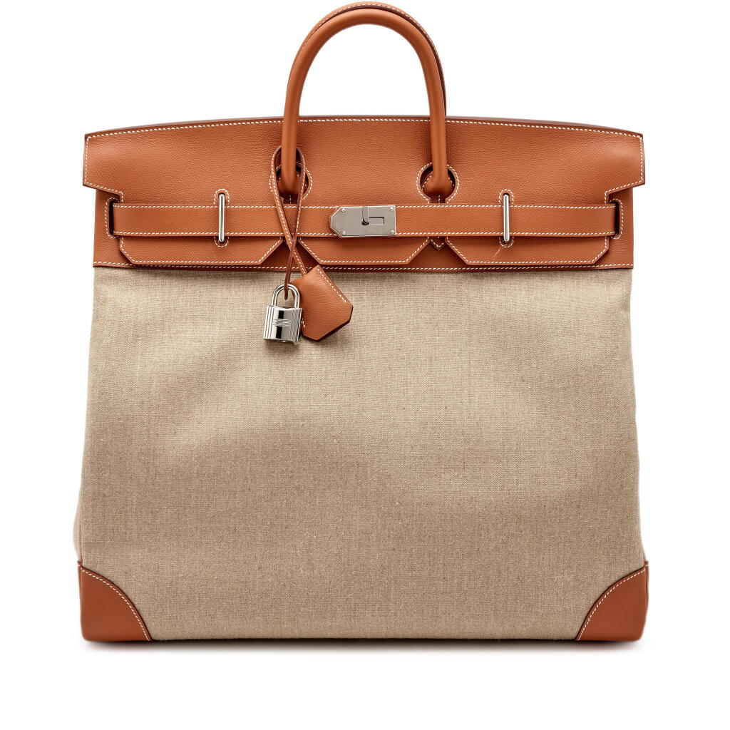 View full screen - View 1 of Lot 51. Gold Evercolor and Toile De Camp HAC Birkin 50 Palladium Hardware, 2021.