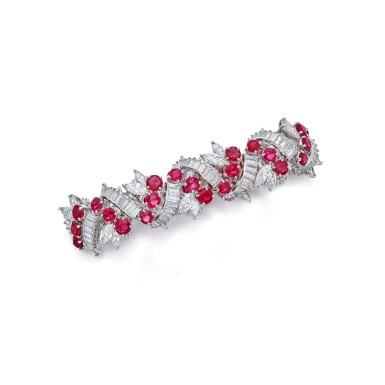 View full screen - View 1 of Lot 445. Ruby and Diamond Bracelet.