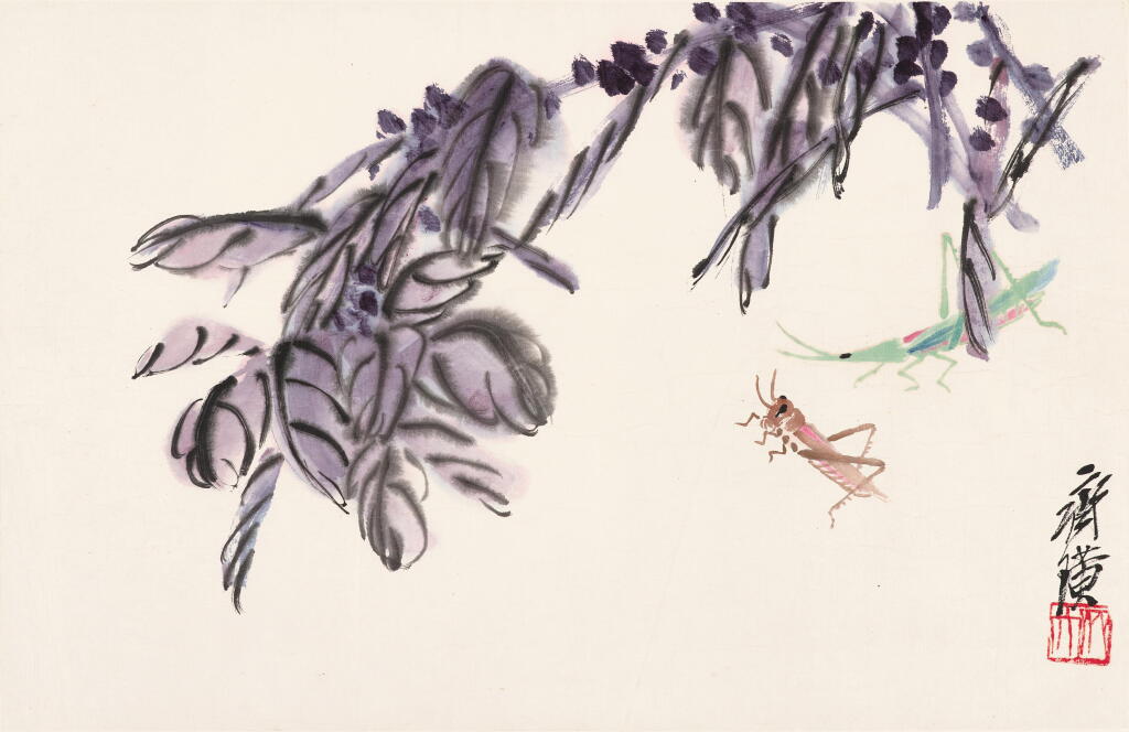 View full screen - View 1 of Lot 2680. 齊白石 秋色秋聲 | Qi Baishi, Insects by the Amaranths.