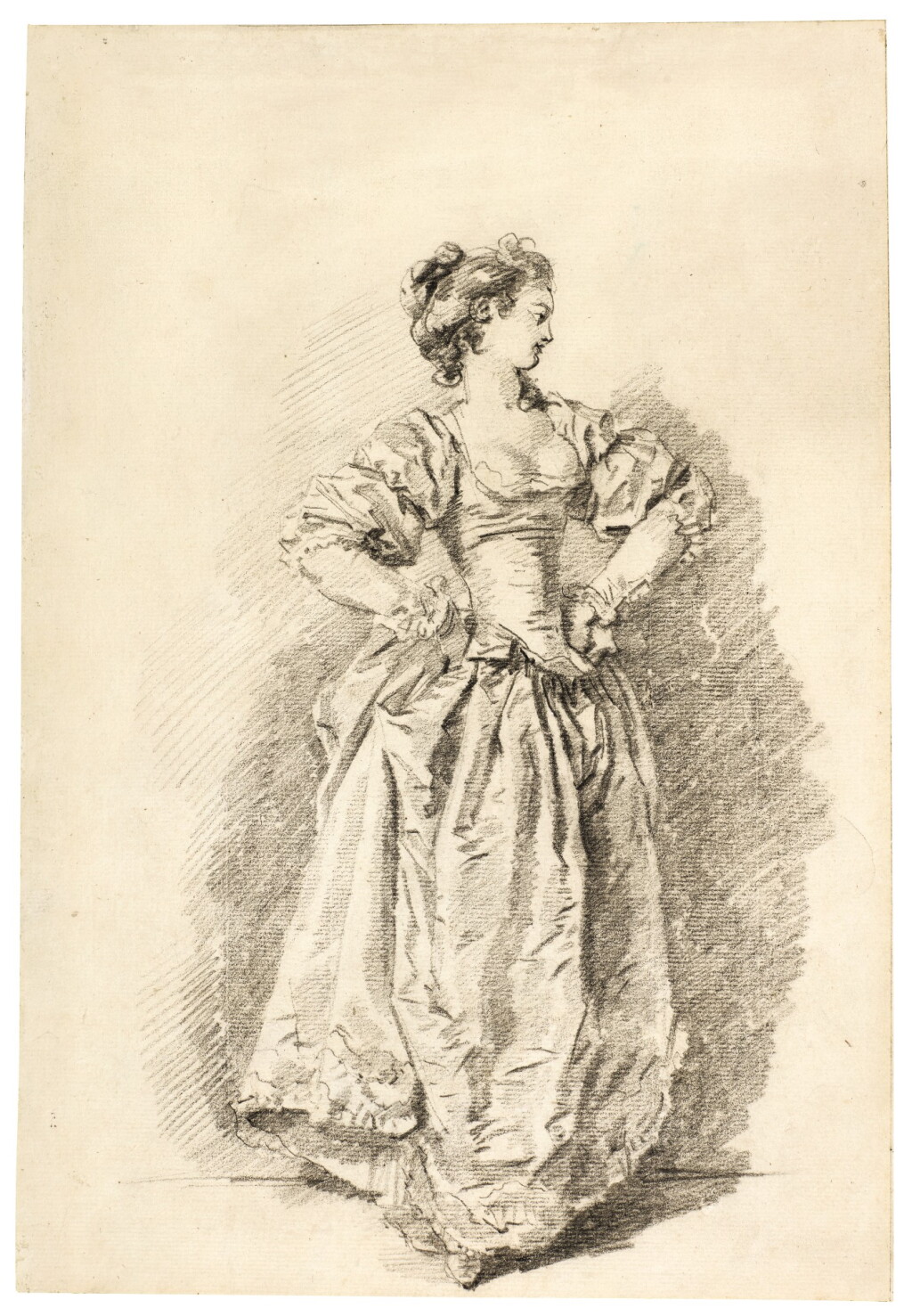 View full screen - View 1 of Lot 56. A pause during a dance: a Young woman with her hands on her hips.