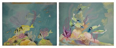 View full screen - View 1 of Lot 28. PORKFISH AND WRASSE ON A REEF | BLUEHEAD WRASSE ON A REEF.