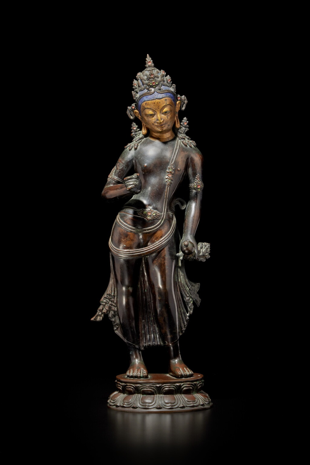 View full screen - View 1 of Lot 344. A large Pala-revival copper alloy figure of Kshitigarbha, Vietnam or China, 19th / early 20th century.