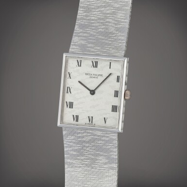 View full screen - View 1 of Lot 260. Reference 3550 | A white gold bracelet watch | Circa 1971.