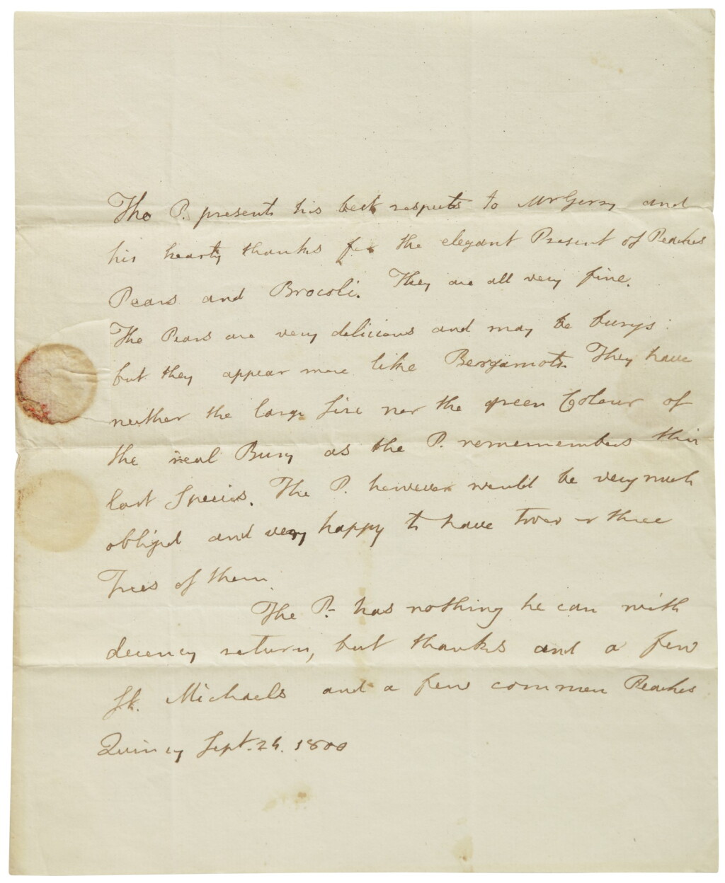 全螢幕檢視 - 查看2170Adams, John. Autograph letter signed in the third person, to Elbridge Gerry, 24 September 1800的1