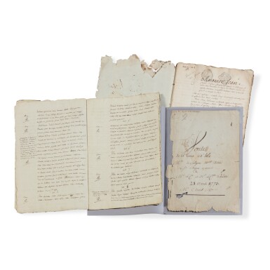 View full screen - View 1 of Lot 109. A set of three archives documents.