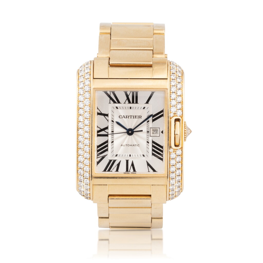 View full screen - View 1 of Lot 76. Cartier | Montre bracelet de dame diamants, "Tank Anglaise" | Diamond lady's wristwatch, 'Tank Anglaise'.