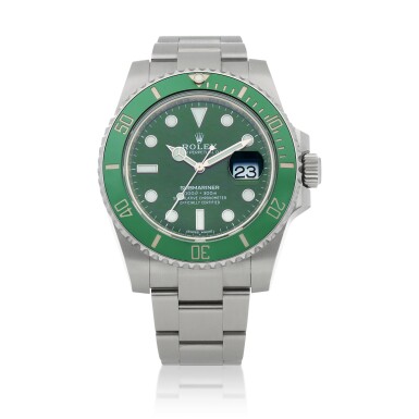 View full screen - View 1 of Lot 6. Retailed by Bucherer: 'Hulk' Submariner, Ref. 116610LV Stainless steel wristwatch with date and bracelet Circa 2020 | 勞力士| 零售商為Bucherer:116610LV型號「'Hulk' Submariner」精鋼鍊帶腕錶備日期顯示,年份約2020.