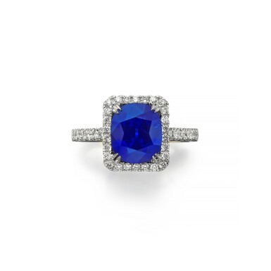 View full screen - View 1 of Lot 13. Sapphire and Diamond Ring 藍寶石配鑽石戒指.