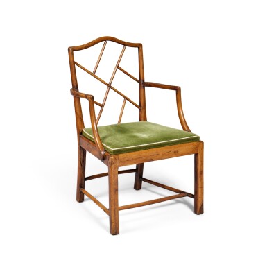 View full screen - View 1 of Lot 97. A George III Yew Wood Cockpen Armchair, possibly Second Half 18th Century.