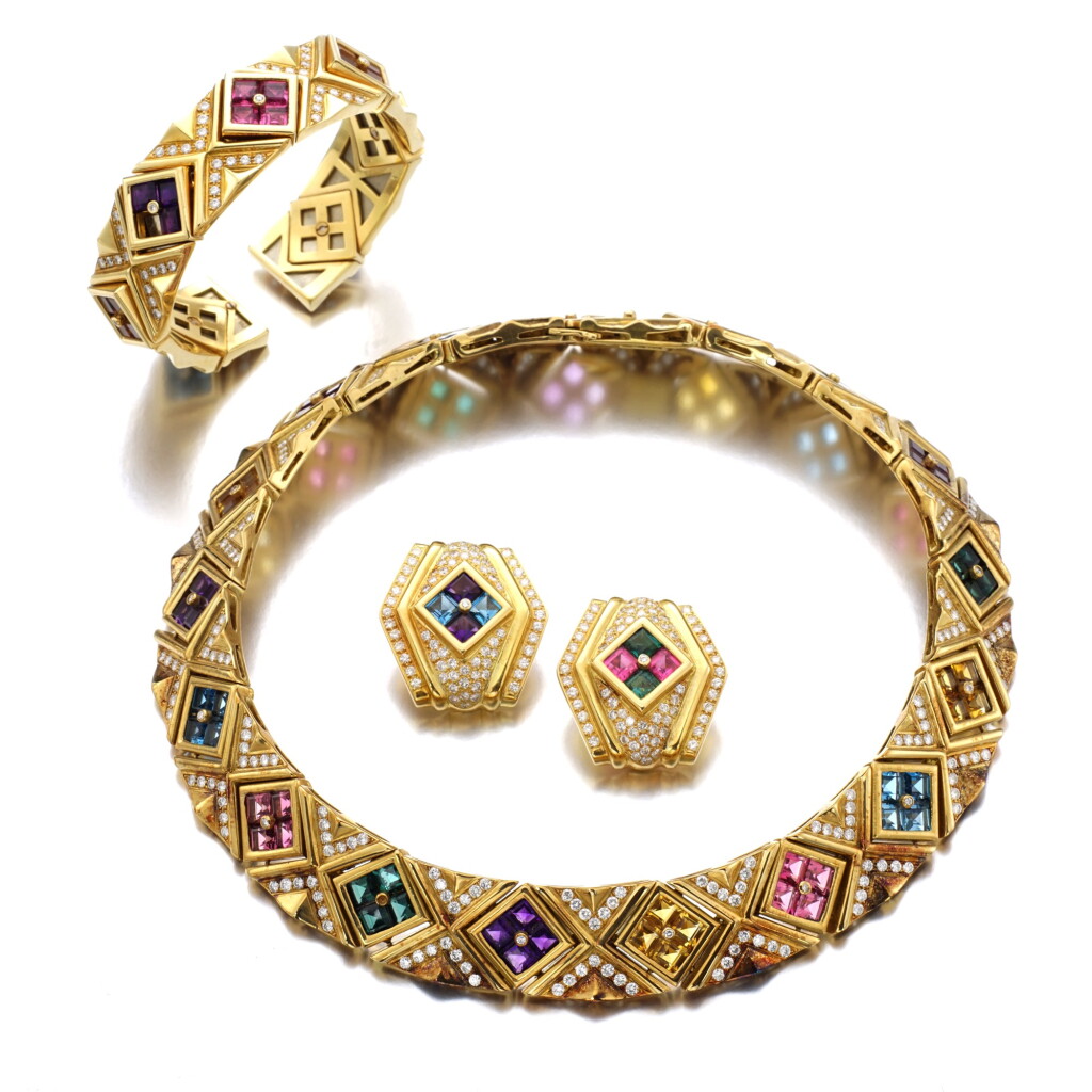 View full screen - View 1 of Lot 71. GEM SET AND DIAMOND PARURE.