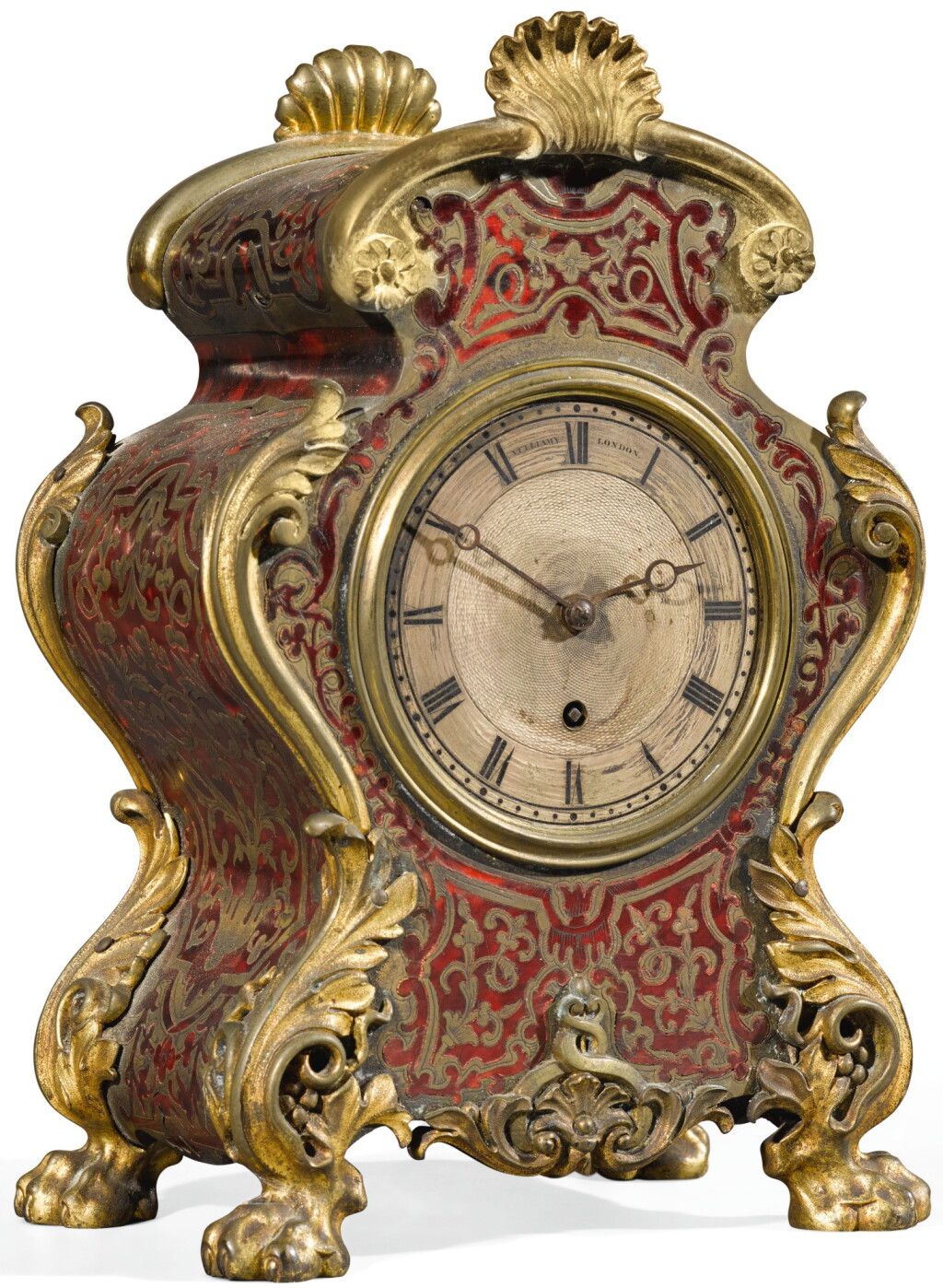 View full screen - View 1 of Lot 33. Vulliamy No.1895: A gilt-mounted turtleshell boulle mantel timepiece, London, circa 1850.