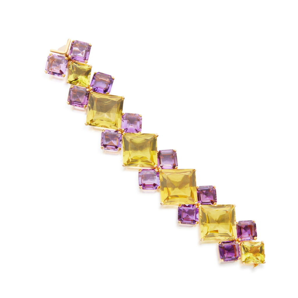 View full screen - View 1 of Lot 164. Amethyst and Quartz Bracelet.