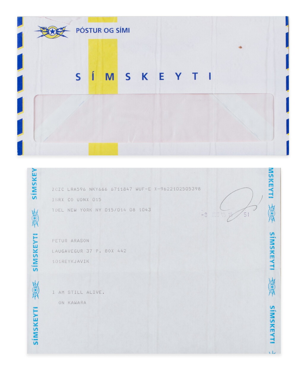 View full screen - View 1 of Lot 503. ON KAWARA | I AM STILL ALIVE .